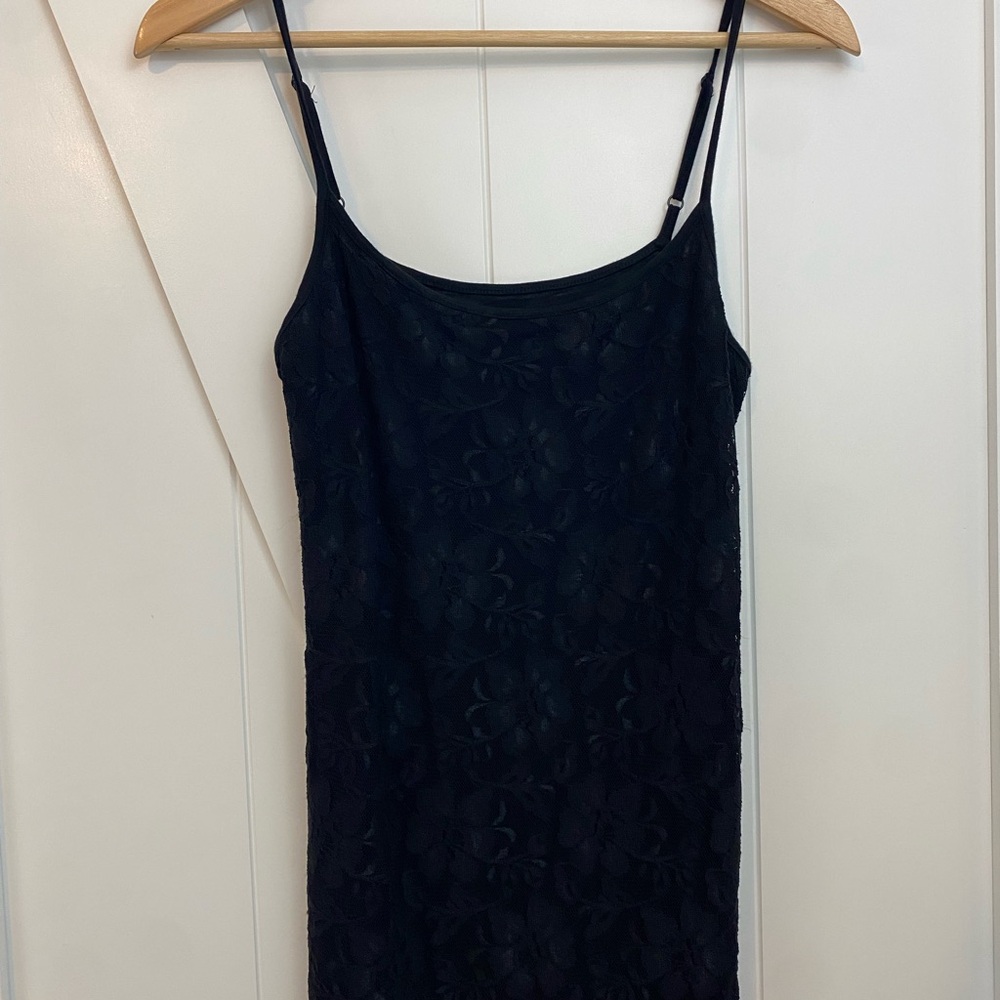 LOFT Classic Black Lacey Tank Top Size Small Y2k Grunge Dark Romantic